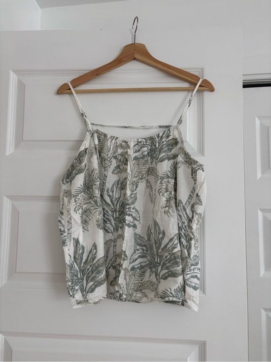 H&M Tops - H&M White Camisole with Sage Green Botanical Print